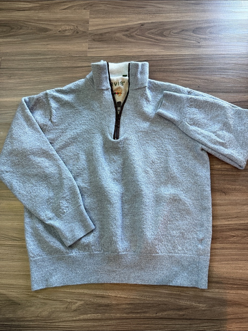 Orvis Boy’s Light Blue Quarter-Zip Pullover Sweater Size Large, 100% Merino Wool